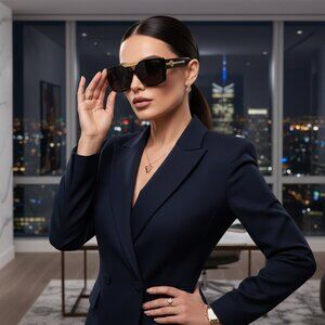 NEW PURE PRESTIGE Iconic Glam Trendy Oversized Designer Style Sunglasses Black